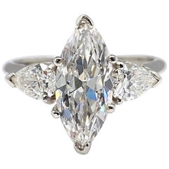 Antique 2.56 Carat Marquise Diamond Engagement Ring GIA