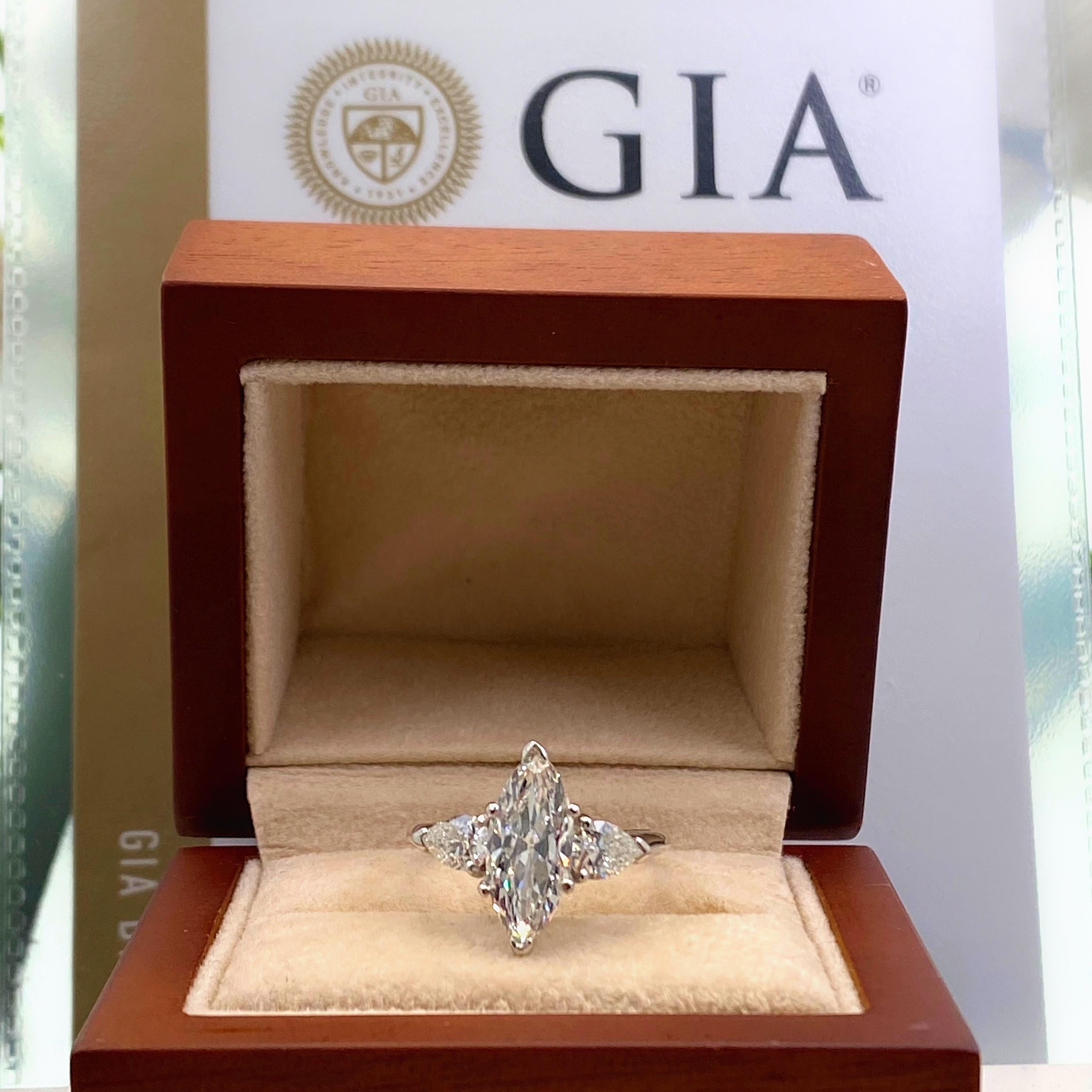 Antique 2.56 Carat Marquise Diamond Engagement Ring GIA 4