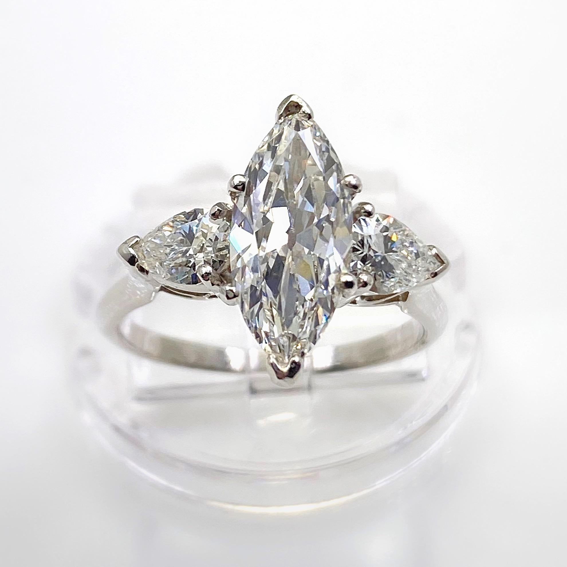 Antique 2.56 Carat Marquise Diamond Engagement Ring GIA 6
