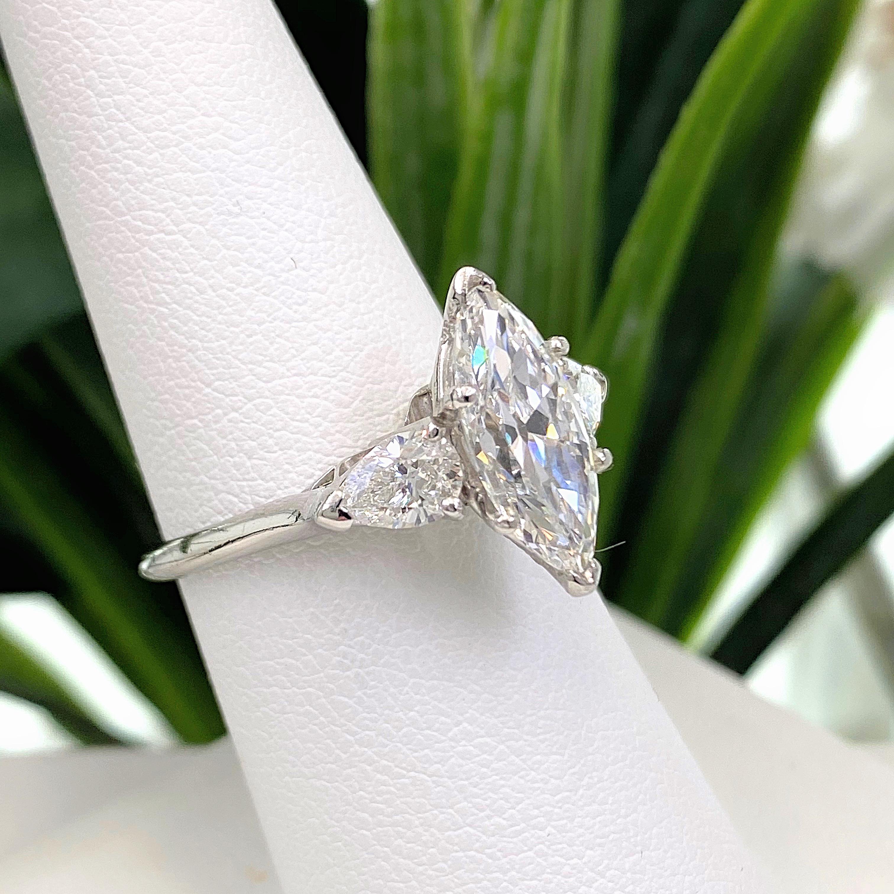 Antique 2.56 Carat Marquise Diamond Engagement Ring GIA 8