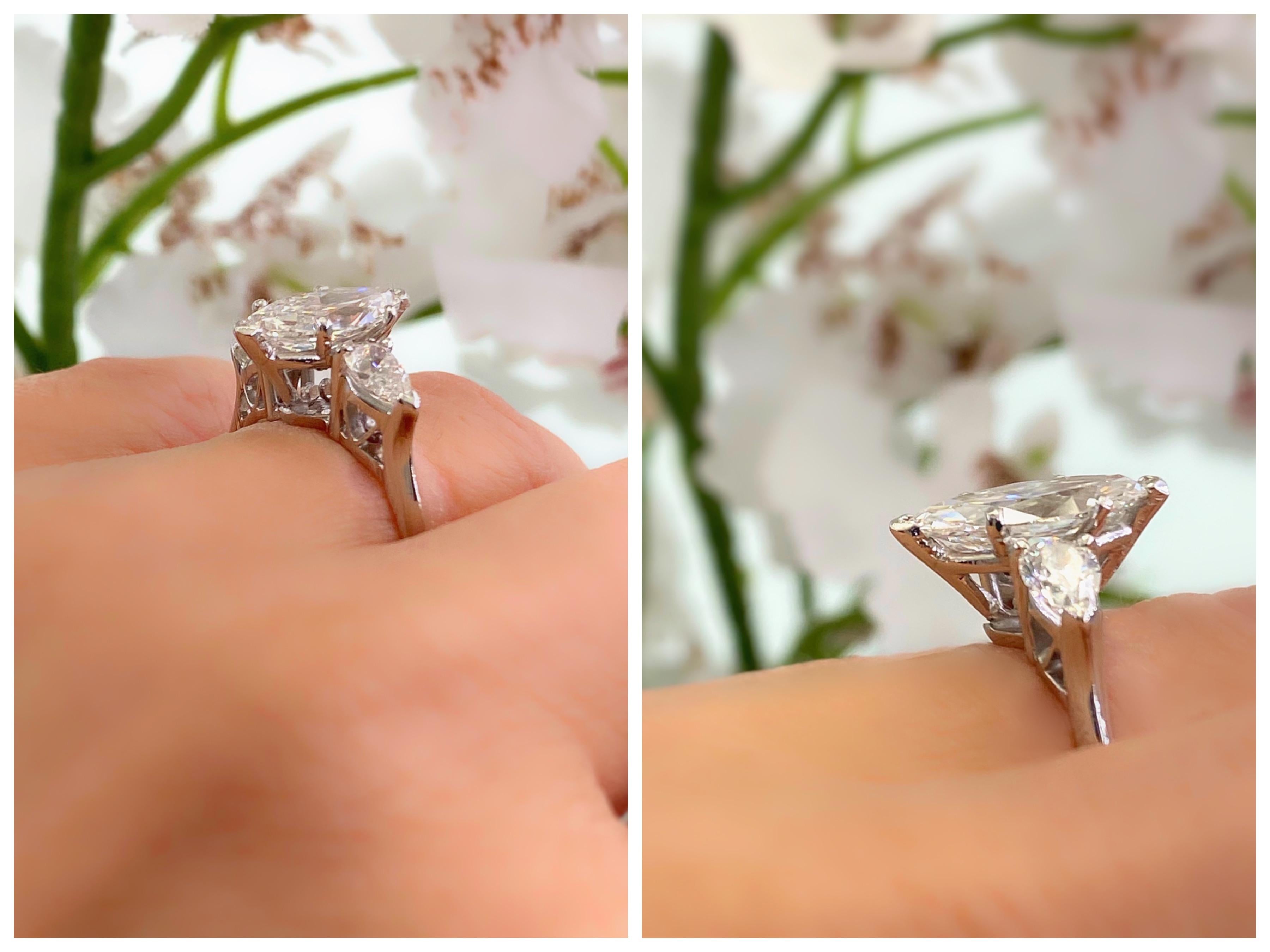 Antique 2.56 Carat Marquise Diamond Engagement Ring GIA In Excellent Condition In San Diego, CA