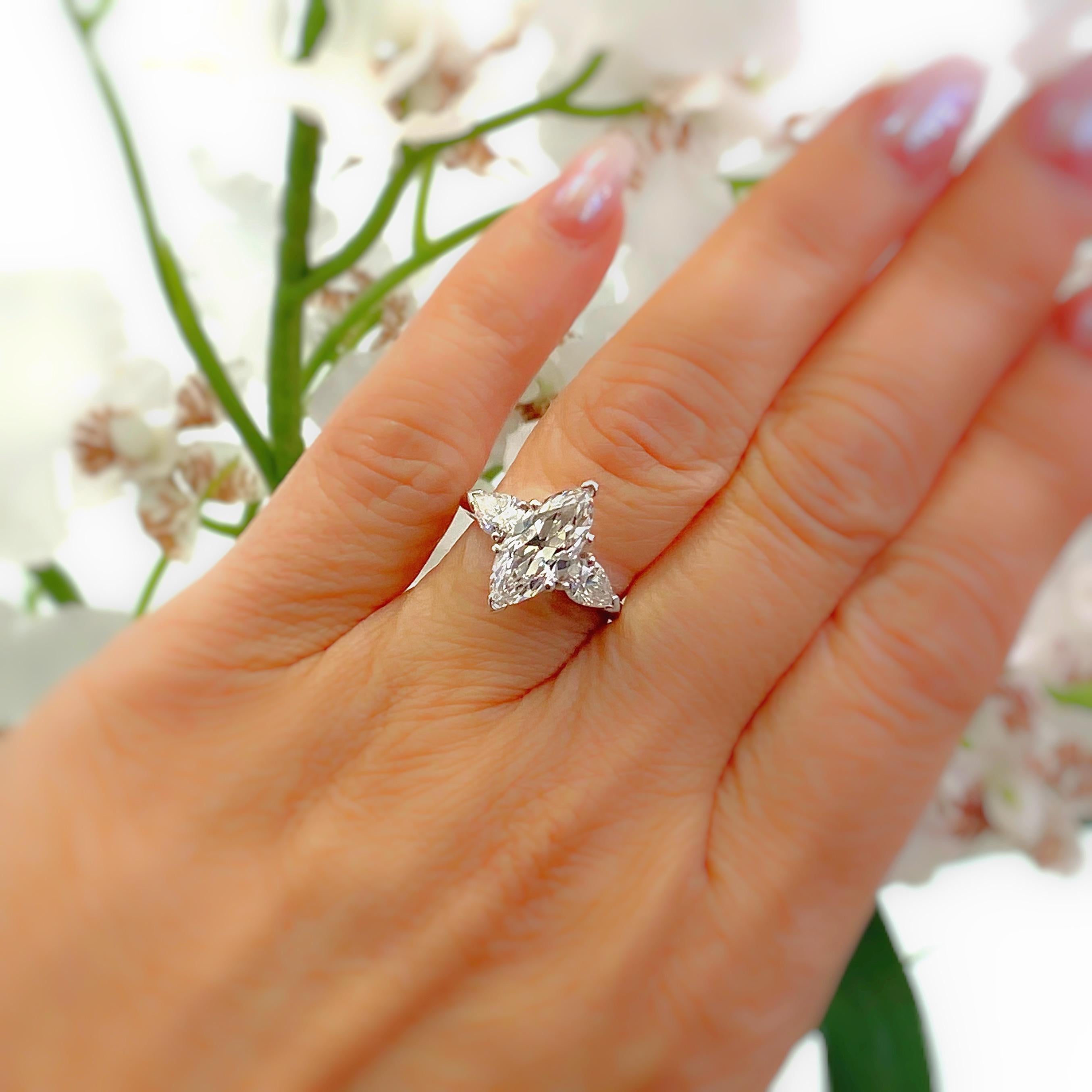 Antique 2.56 Carat Marquise Diamond Engagement Ring GIA 1