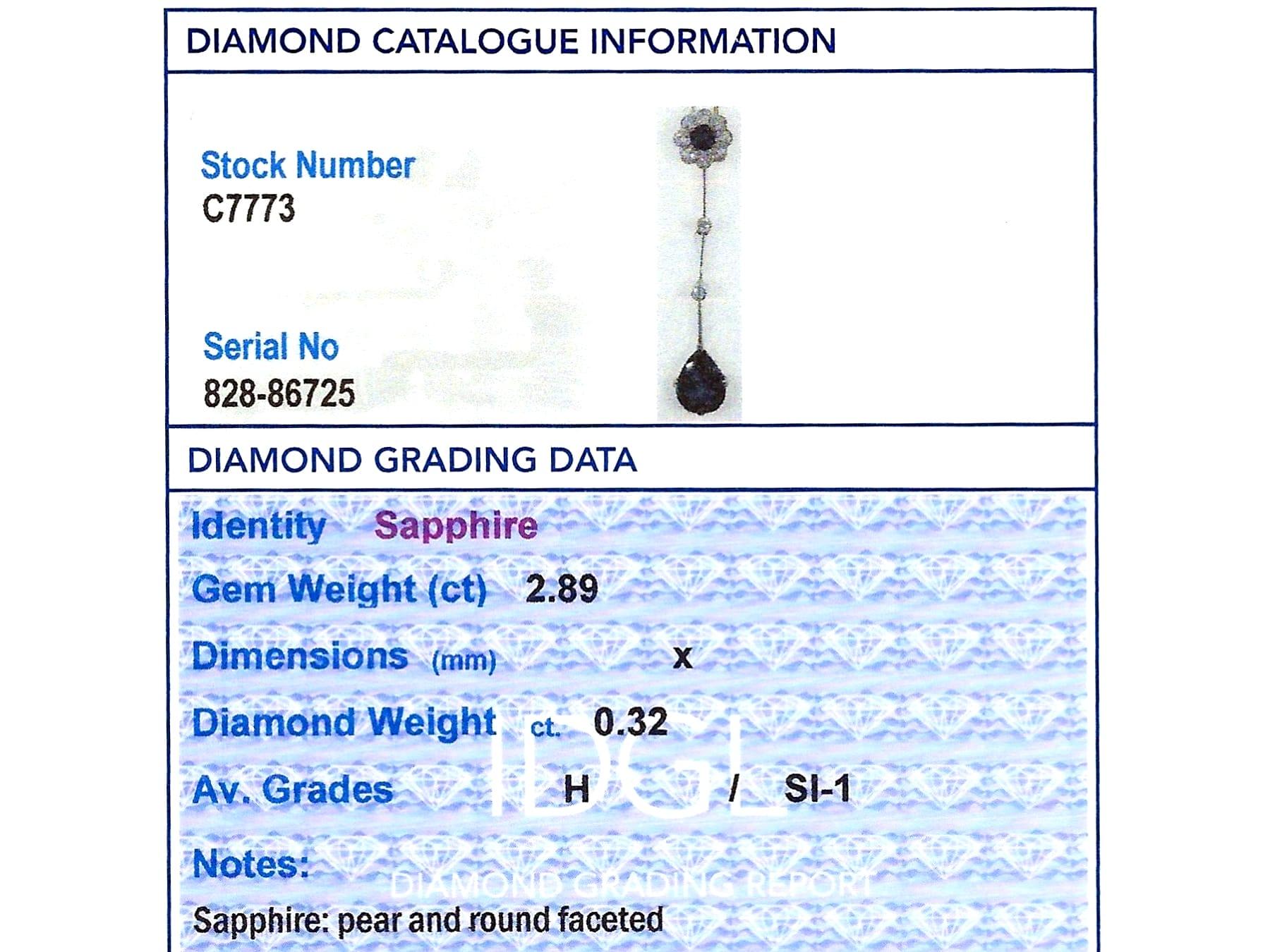 Antique 2.59ct Sapphire and 0.32ct Diamond 18ct Yellow Gold Pendant For Sale 6