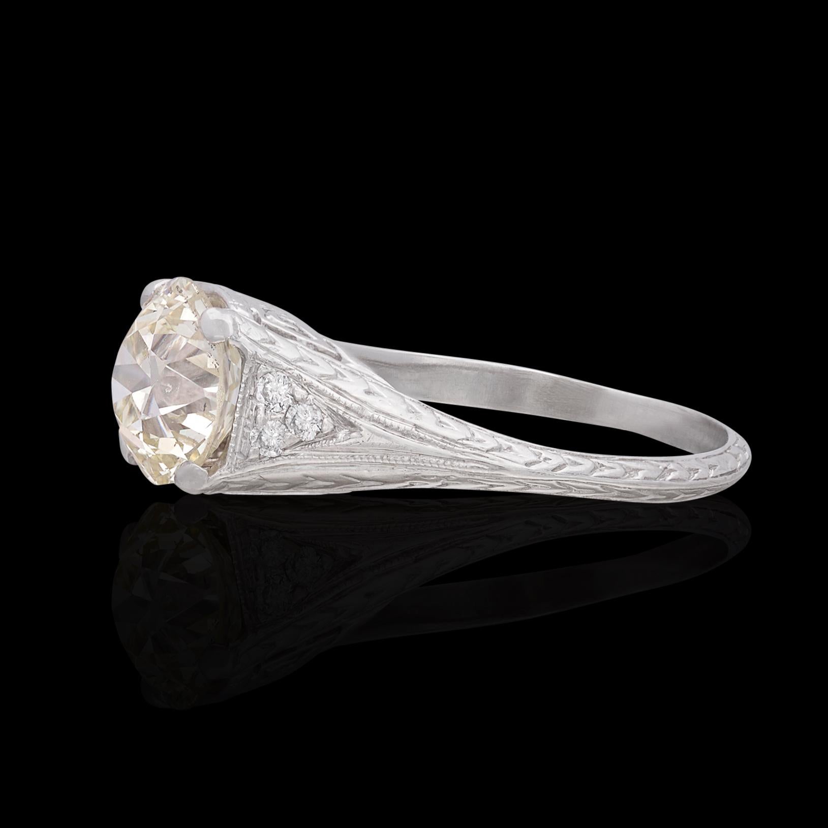 Edwardian Antique 1.60ct Old European Cut Platinum Diamond Ring