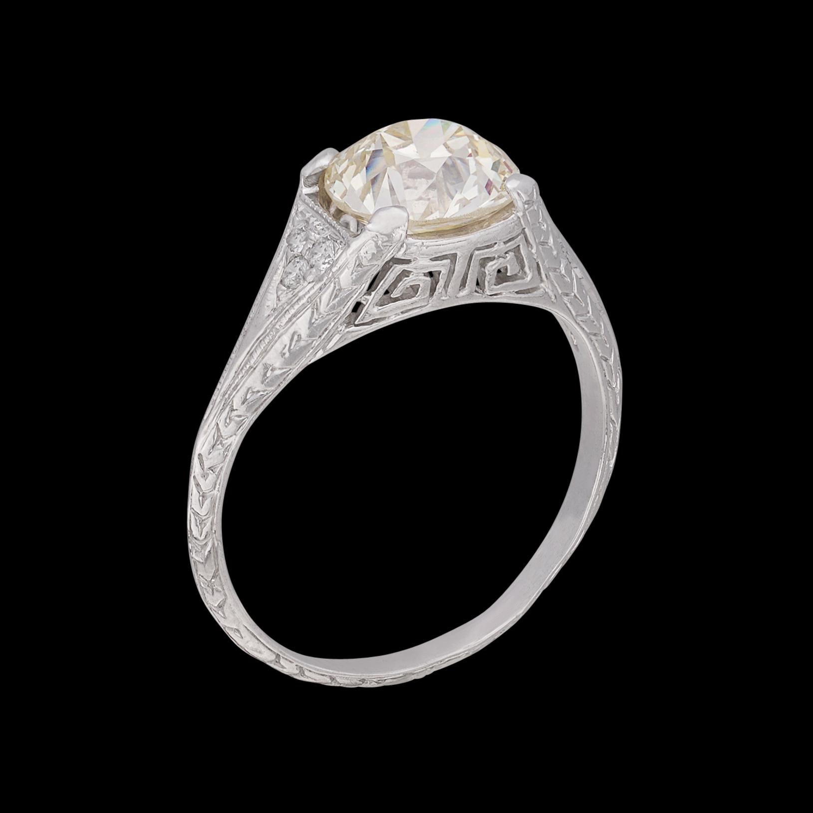 Women's Antique 1.60ct Old European Cut Platinum Diamond Ring