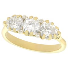 Antique 1900s 2.61 Carat Diamond and Yellow Gold Trilogy Ring