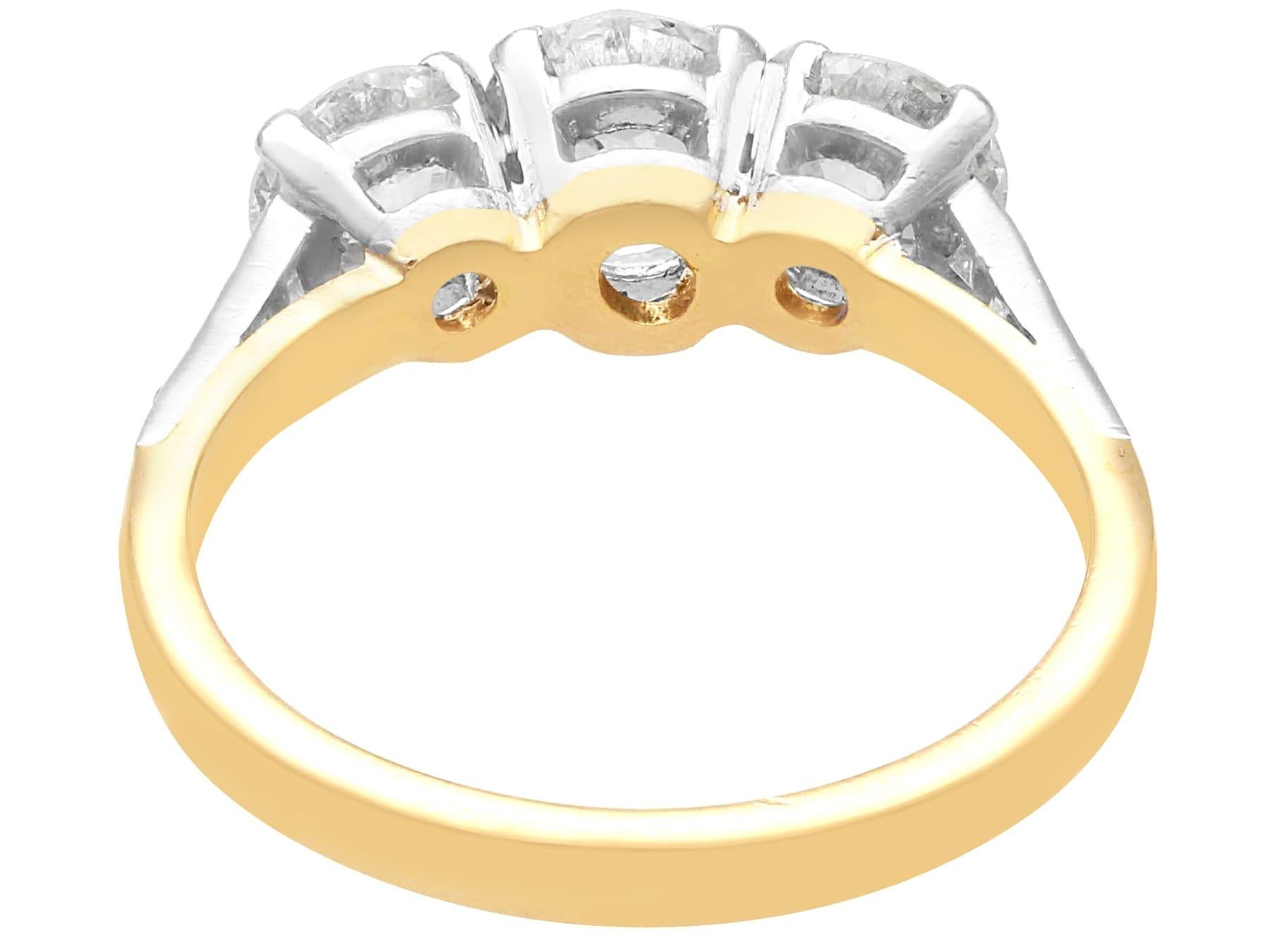 Women's or Men's Antique 2.63Ct Diamond and 18k Yellow Gold Trilogy Ring Circa 1925 For Sale