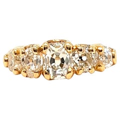 Antique 2.65 Carat  Diamonds 14 Karat Yellow Gold Ring