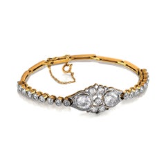 Antique 2.68ct Old Euro Diamond Bezel Set Tennis Line 14k Platinum Bracelet