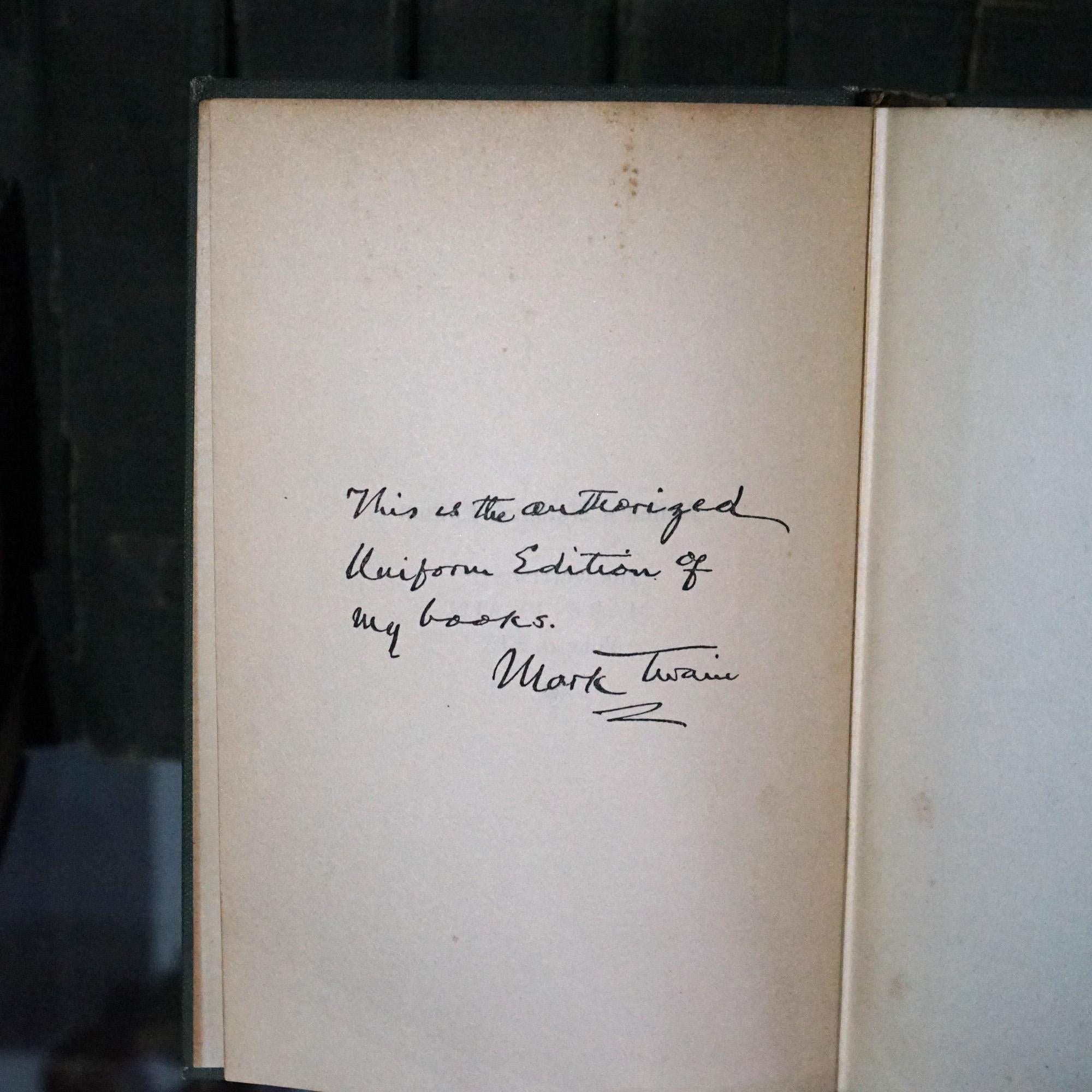 An antique 27-volume set of Authorized Uniform Edition series of books by Mark Twain Books, author signed, c1899
Bio (By Paine): 3,6,13,14,19  
Volumes: 1,2,2,3,4,5,7,8,9,10,11,15,16,17,1820,21,22,23,24,25 

Measures - 8