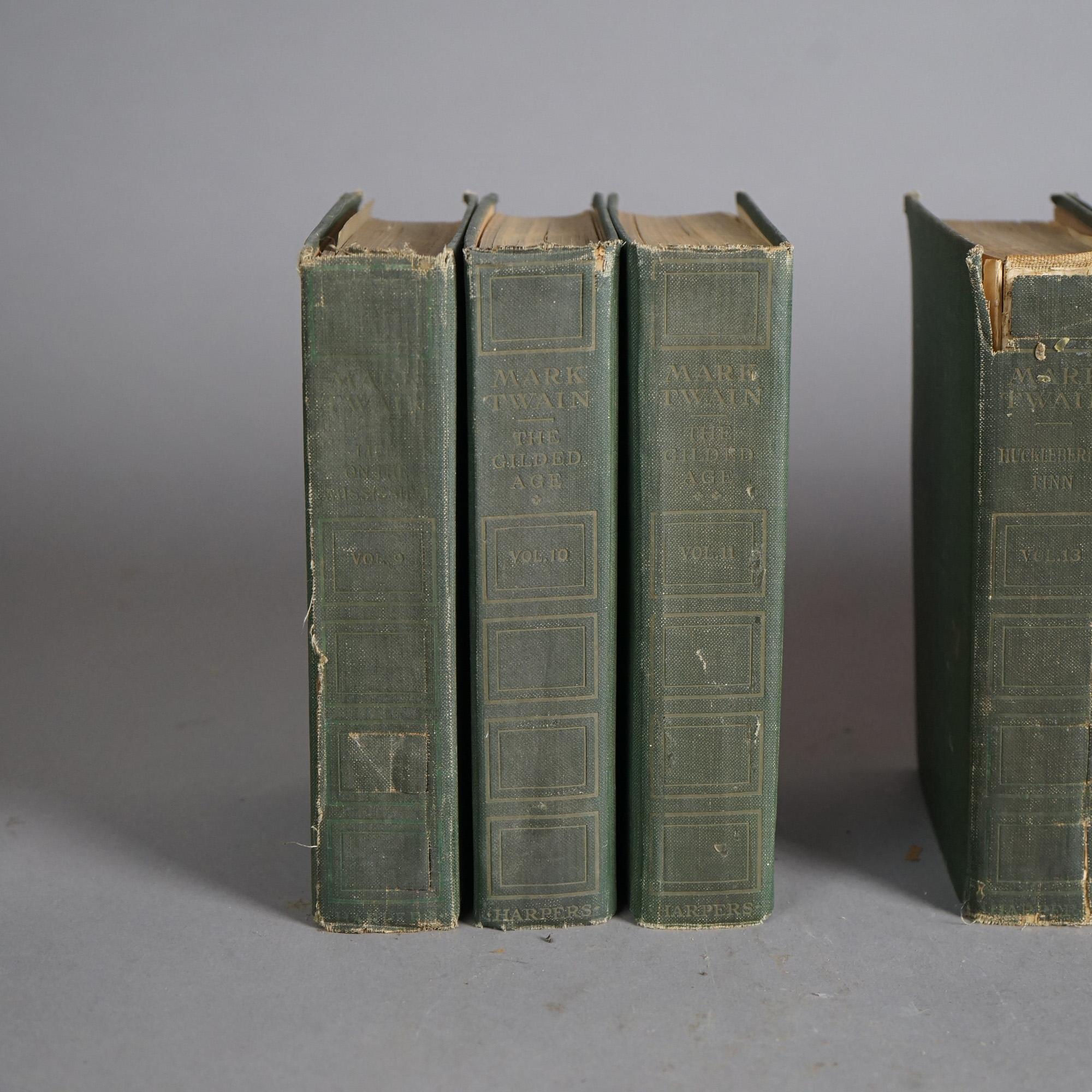 Antique 27-Volume Set Authorized Uniform Edition Books, Mark Twain Signed, c1899 In Good Condition In Big Flats, NY