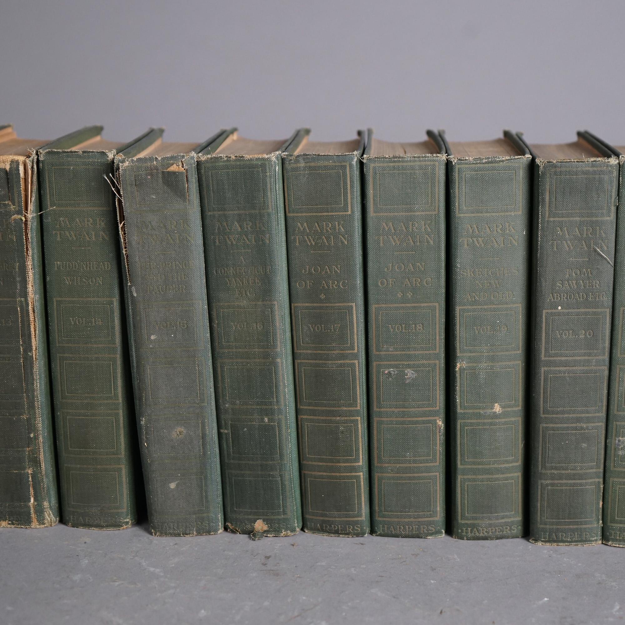 Paper Antique 27-Volume Set Authorized Uniform Edition Books, Mark Twain Signed, c1899