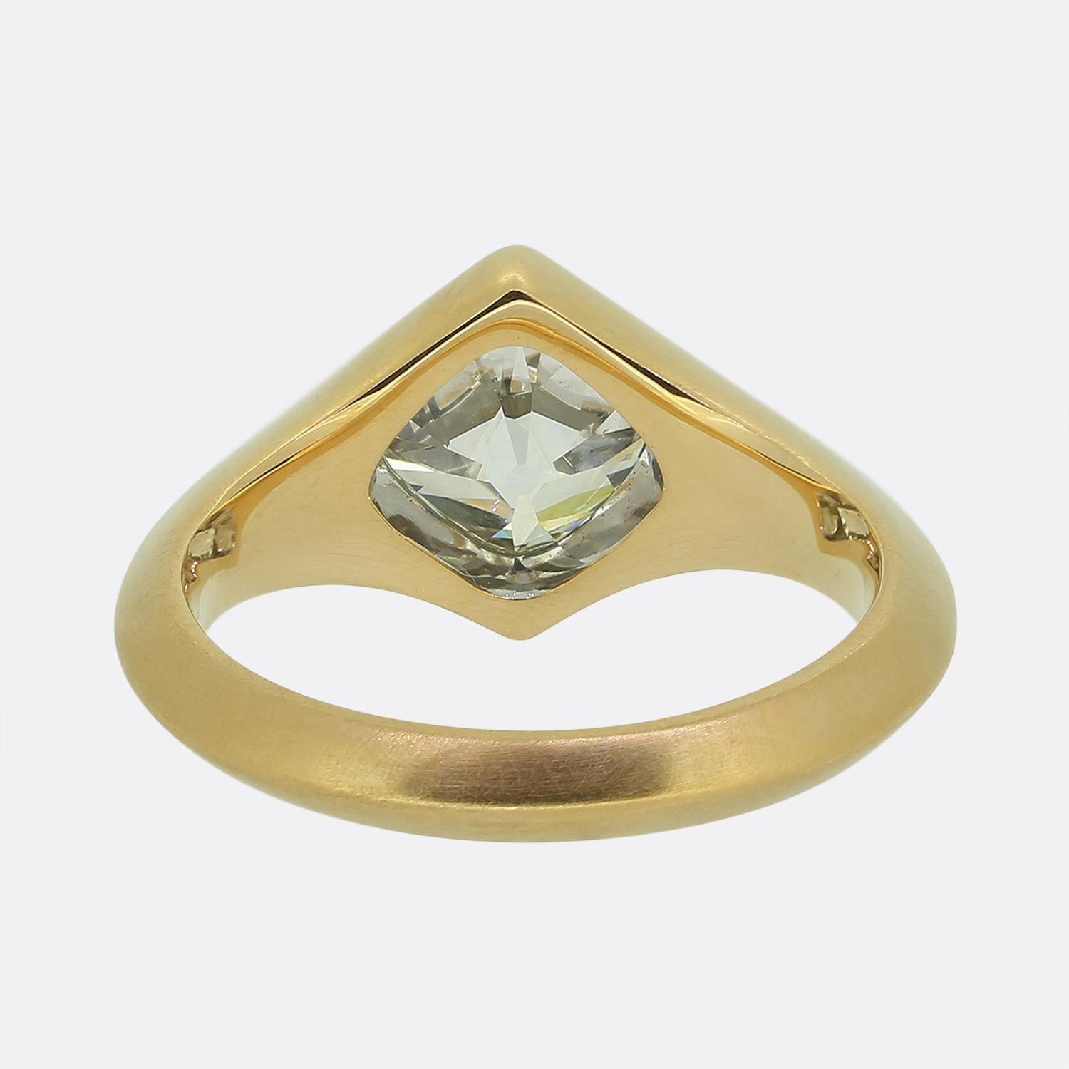 Antique 2.70 Carat Old Cushion Cut Diamond Solitaire Ring In Good Condition In London, GB