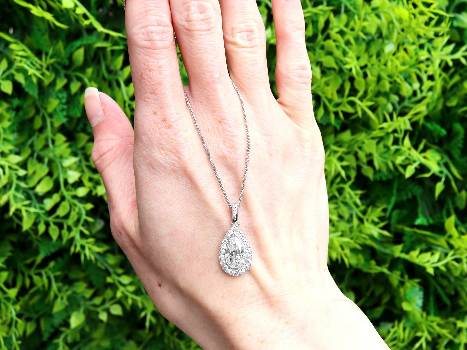 A magnificent, fine and impressive antique 2.72 carat diamond, platinum and 18 karat white gold set pendant; part of our diverse antique pear cut diamond jewellery collections.

This magnificent, fine and impressive antique diamond pendant has been