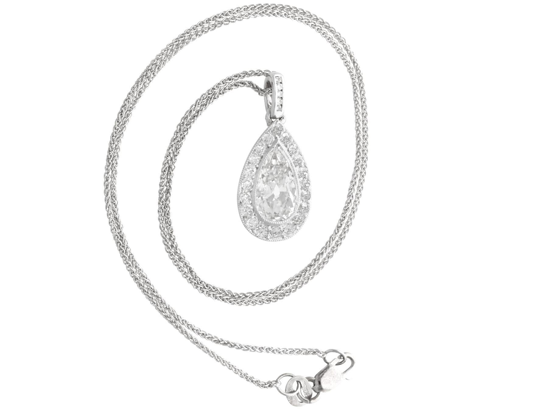 Women's or Men's Antique 2.72Ct Diamond and Platinum Pendant Circa 1910 For Sale