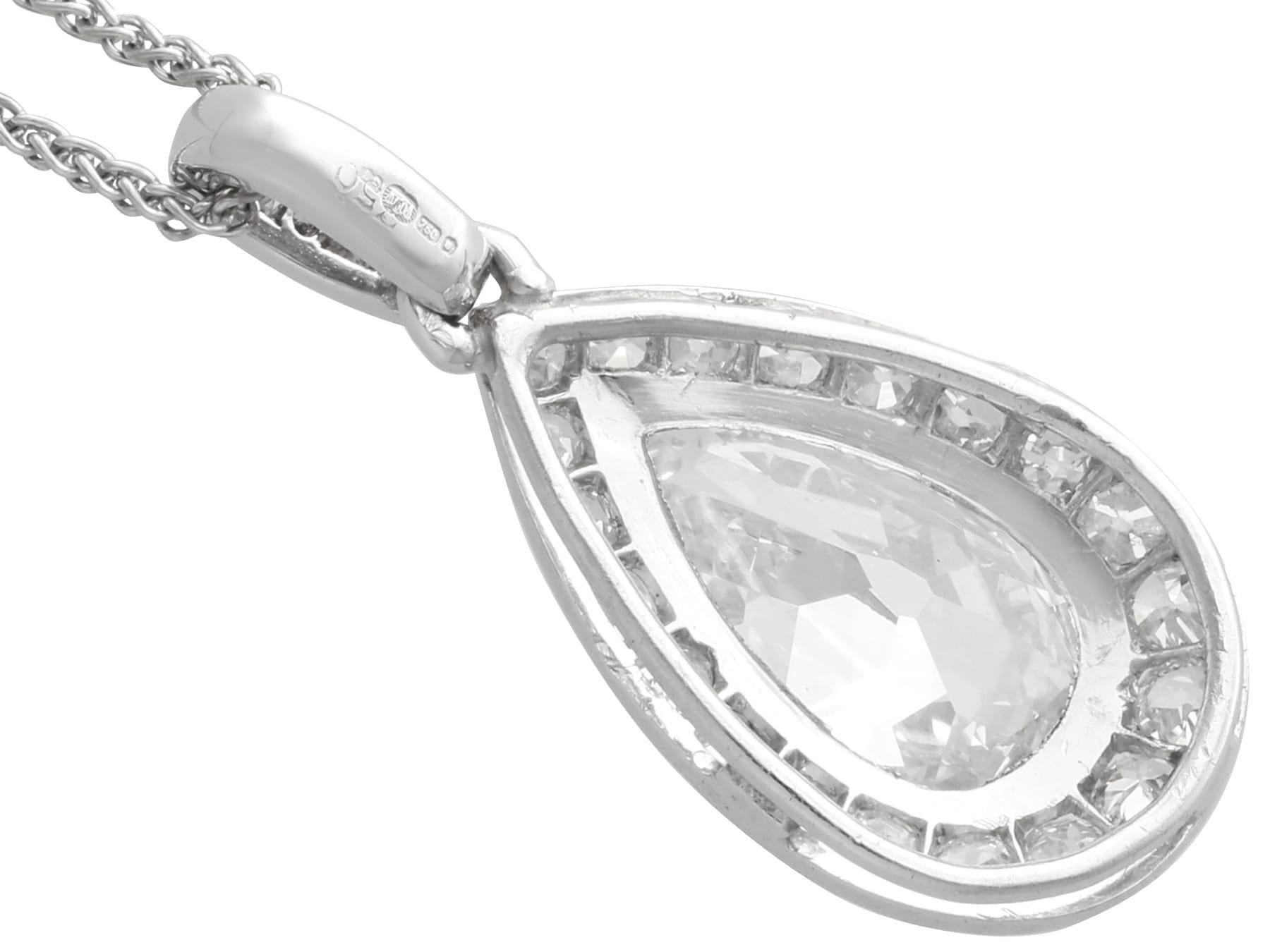 Antique 2.72Ct Diamond and Platinum Pendant Circa 1910 For Sale 2
