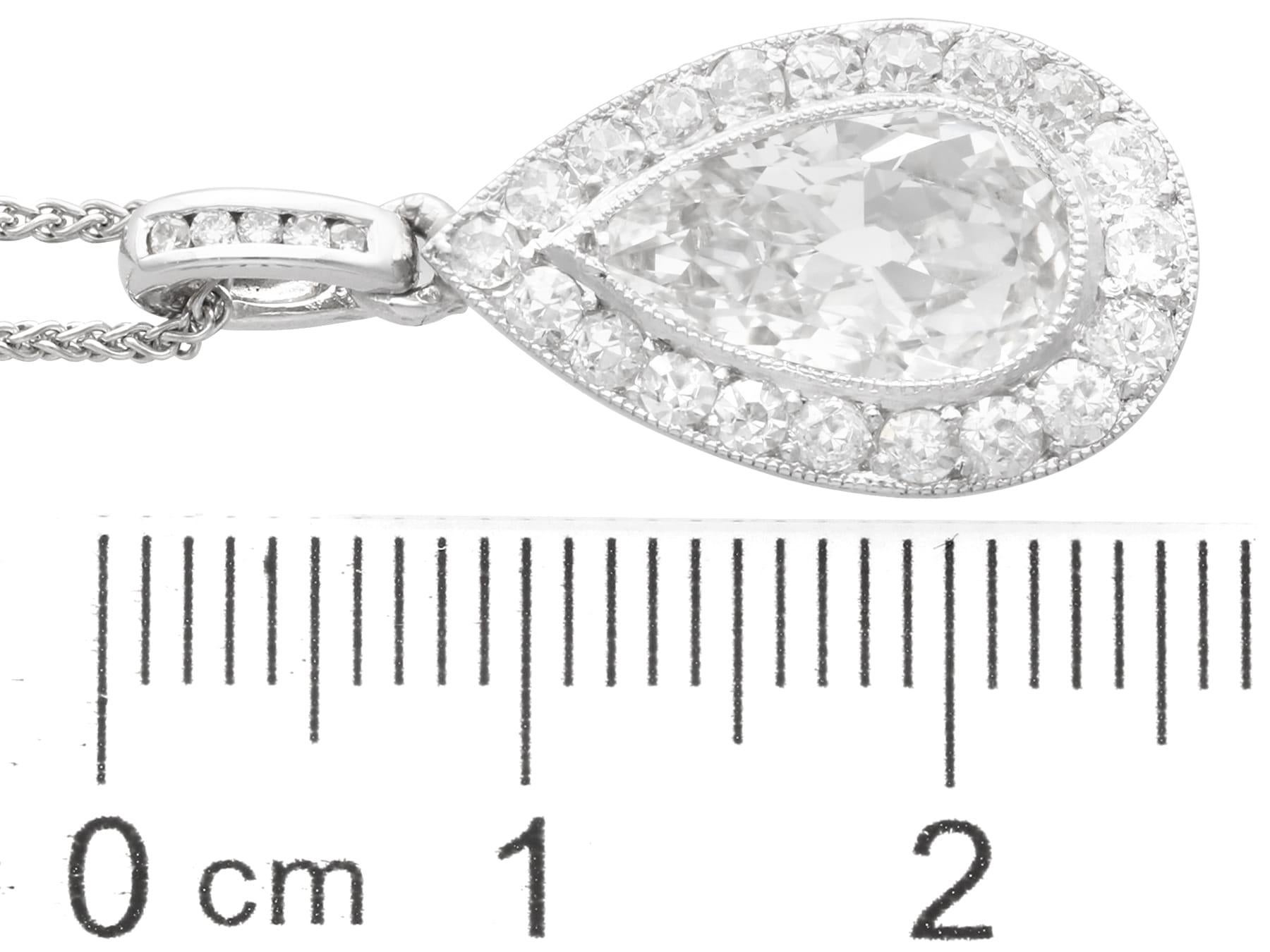 Antique 2.72Ct Diamond and Platinum Pendant Circa 1910 For Sale 3