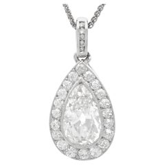 Antique 2.72Ct Diamond and Platinum Pendant Circa 1910