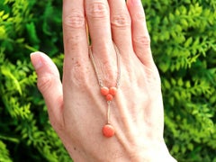 Antique 2.72ct Red Coral and 14k Yellow Gold Necklace, Circa 1930