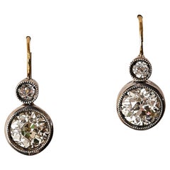Antique 2.74ct dormeuse old european cut diamond earrings