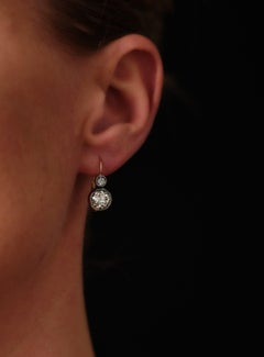 Antique 2.74ct dormeuse old european cut diamond earrings