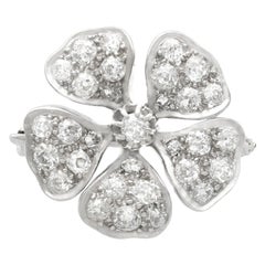 Antique 2.75 Carat Diamond and White Gold Floral Brooch