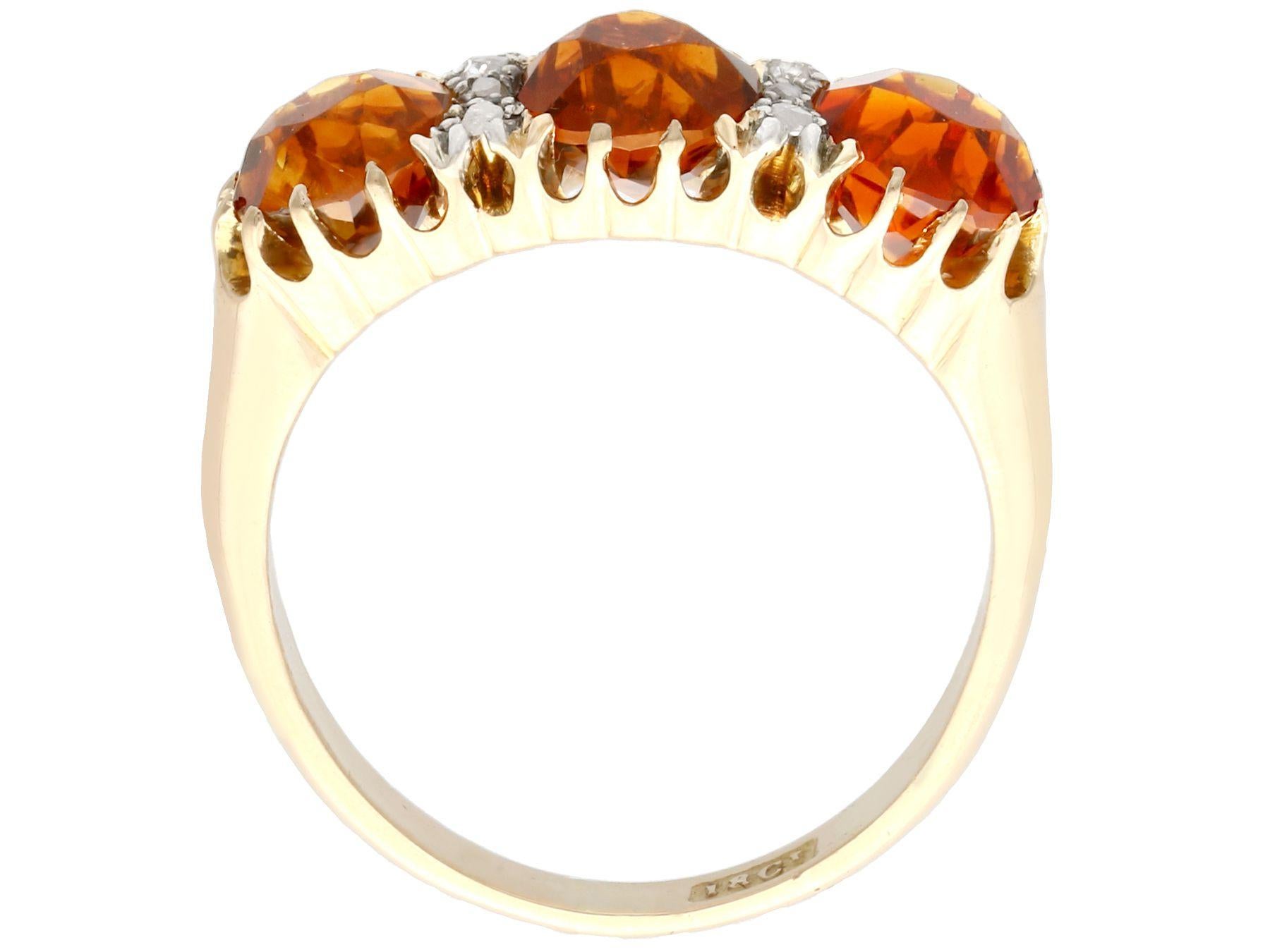 Oval Cut Antique 2.76 Carat Citrine and Diamond Yellow Gold Cocktail Ring, Circa 1930
