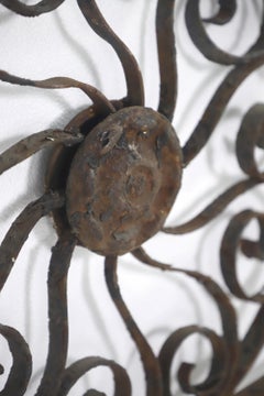 Antique Pinwheel Design Wrought Iron Fence Panel