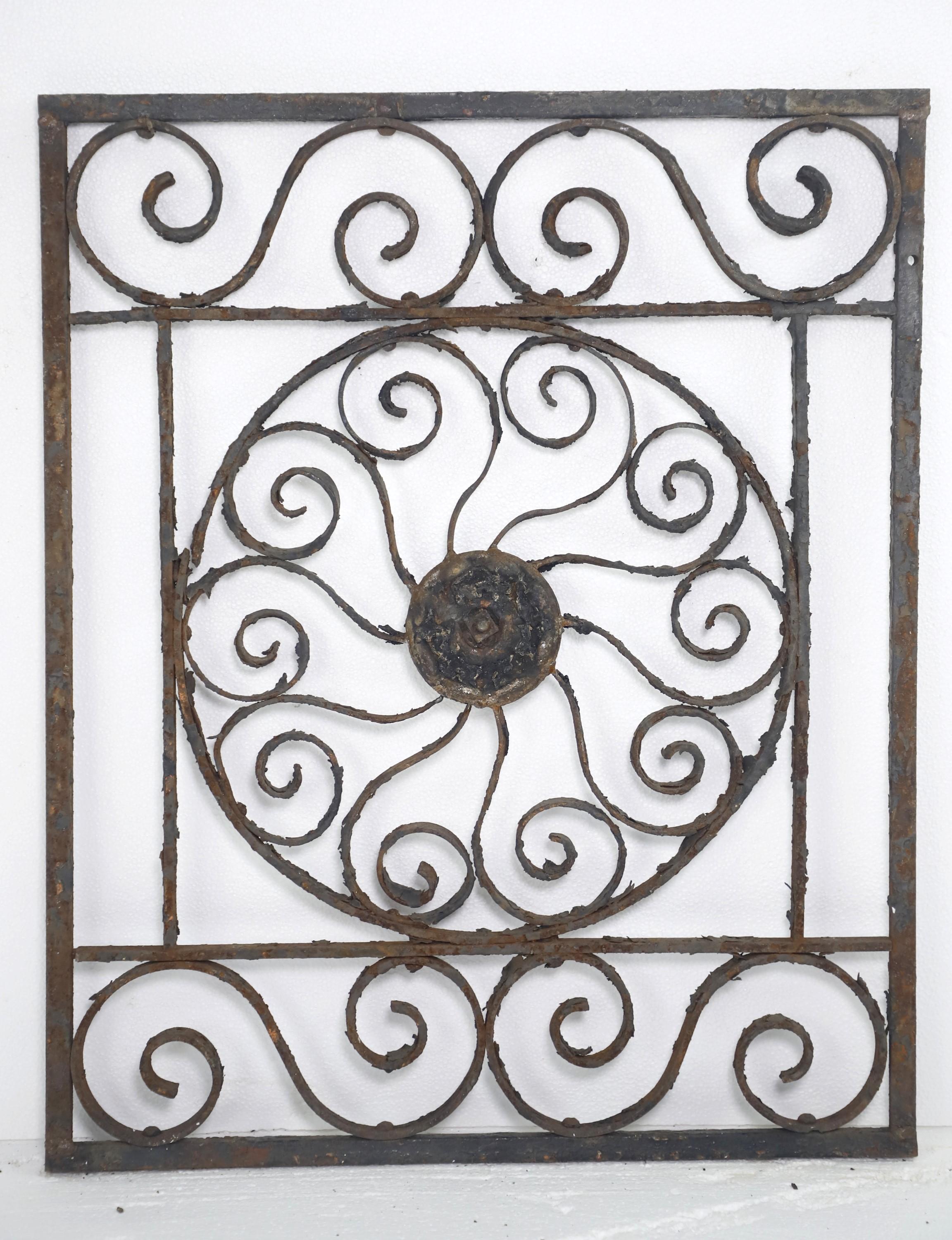 Antike Schmiedeeisen-Fence-Tafel 27x22 im Pinwheel-Design (20. Jahrhundert) im Angebot