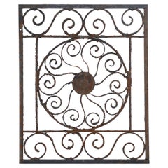 Antique Pinwheel Design Wrought Iron Fence Panel