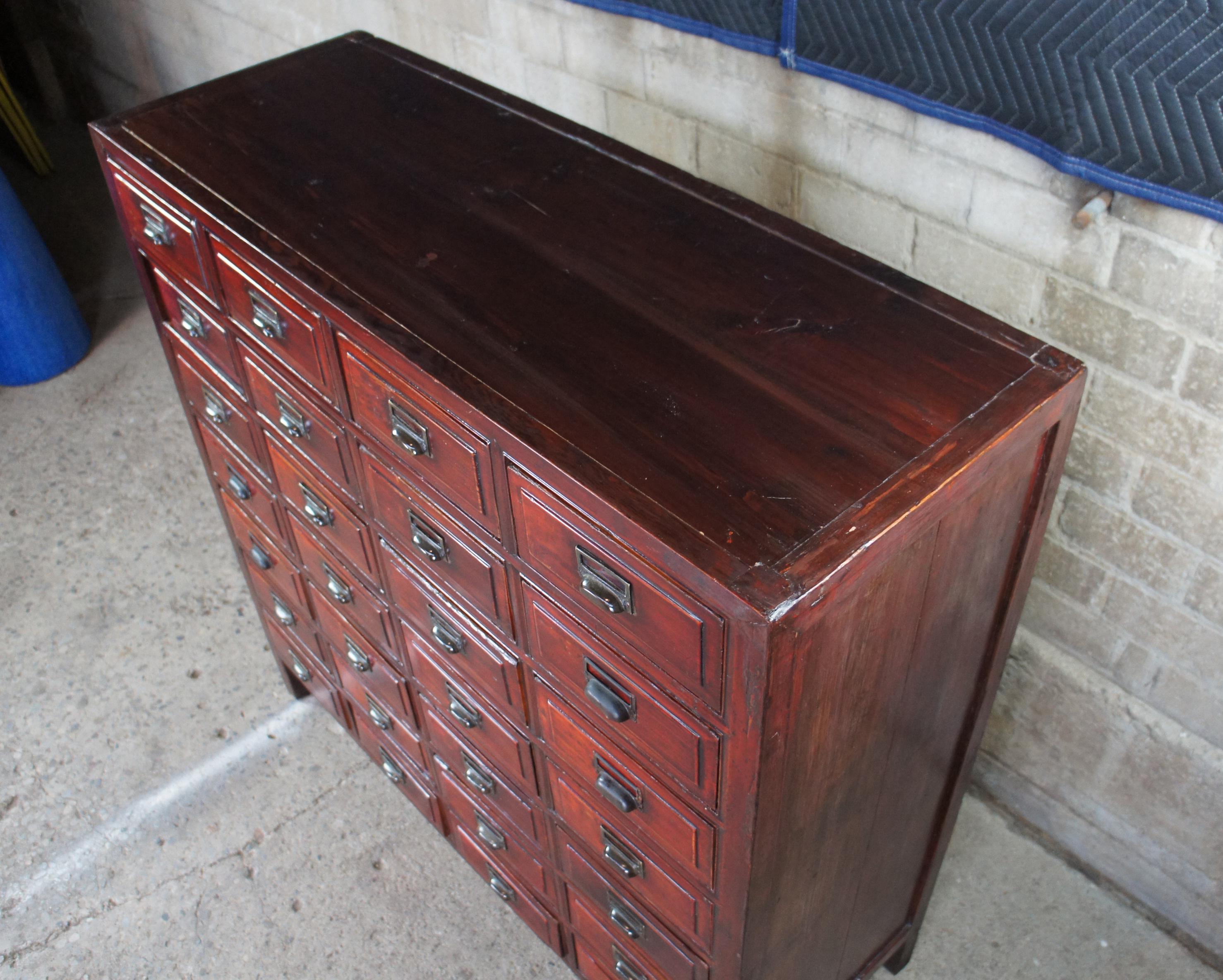 Antique 28 Drawer Chinese Elm Apothecary Chest Medicine Cabinet Console Filing 1