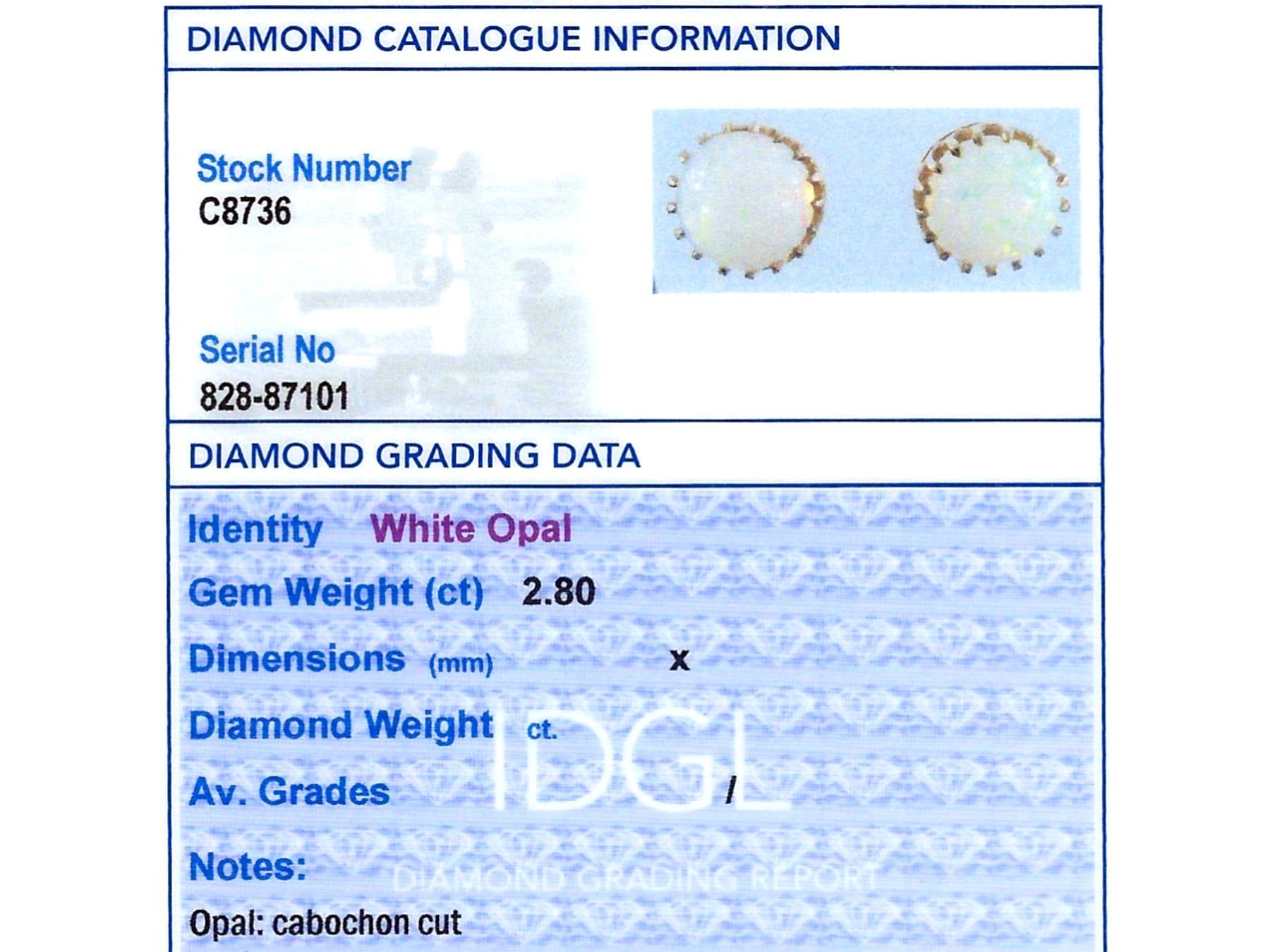 Antique 2.80Ct Opal and 9k Yellow Gold Stud Earrings Circa 1910 For Sale 4