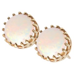 Clous d'oreilles anciennes en or jaune 9 carats et opale 2,80 carats, c. 1910