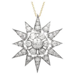 Antica spilla/pendente a stella con diamanti e argento incastonati da 2,81 carati Circa 1880