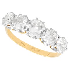 Anillo antiguo de diamantes de 2,83 quilates y cinco piedras de oro amarillo de 18k Circa 1930