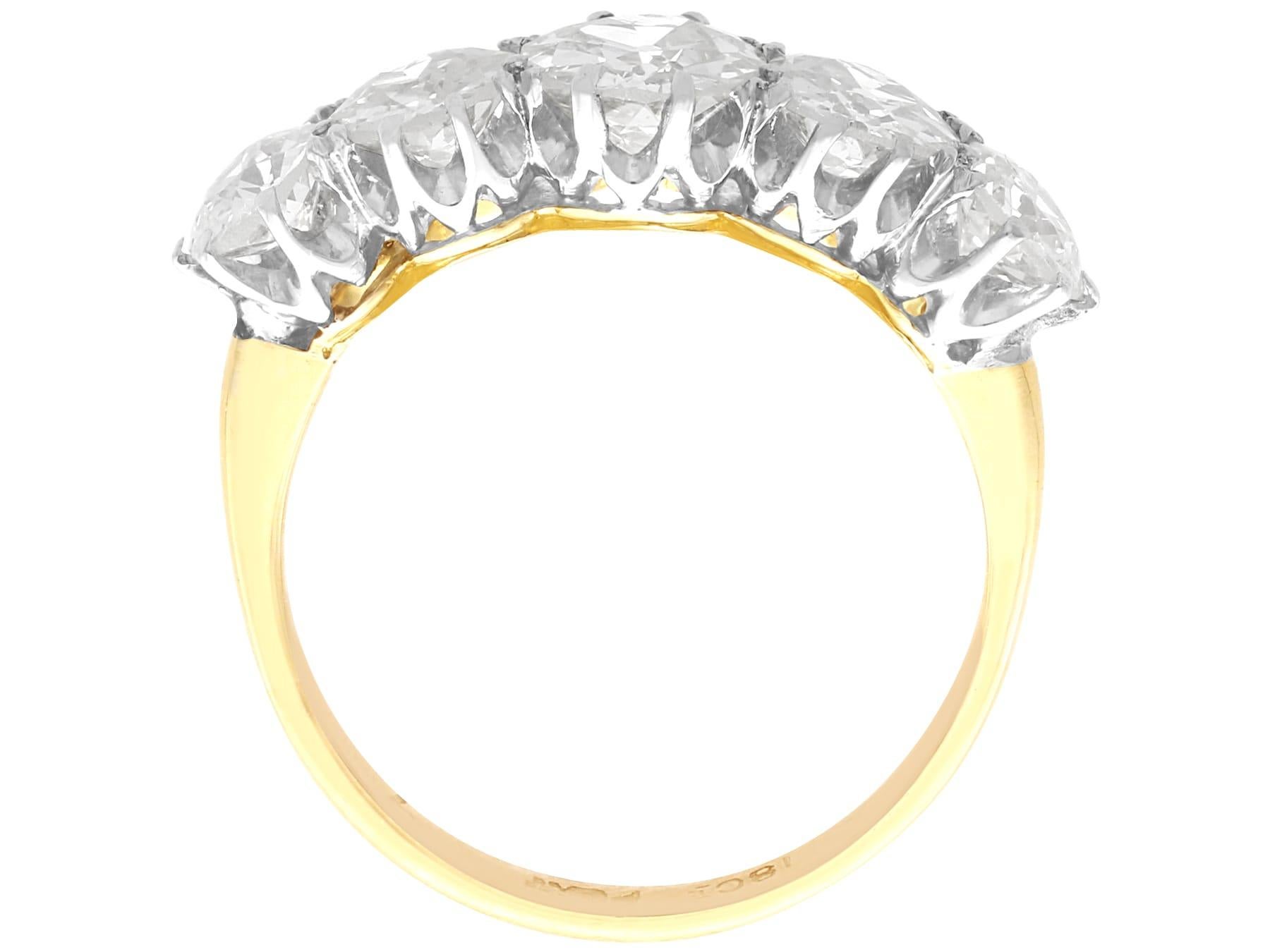 Antiker 2,83 Karat Diamant und 18k Gelbgold Fünf Stein Ring CIRCA 1930 im Angebot 2
