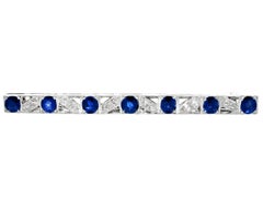 Vintage 2.86 Carat Sapphire Diamond White Gold Brooch