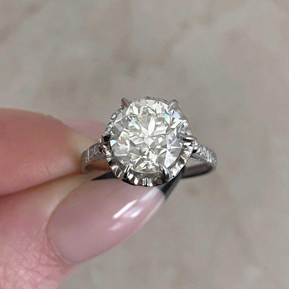 Antique 2.88ct Old European Cut Diamond Engagement Ring, VS1 Clarity, Platinum For Sale 5