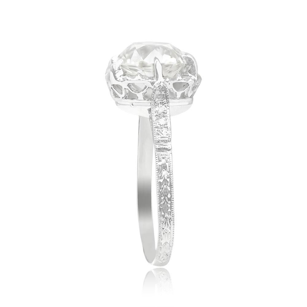 Art Deco Antique 2.88ct Old European Cut Diamond Engagement Ring, VS1 Clarity, Platinum For Sale