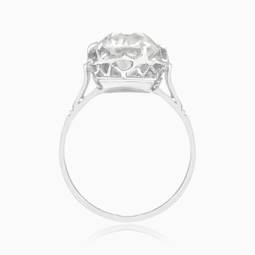 Antique 2.88ct Old European Cut Diamond Engagement Ring, VS1 Clarity, Platinum In Excellent Condition For Sale In New York, NY