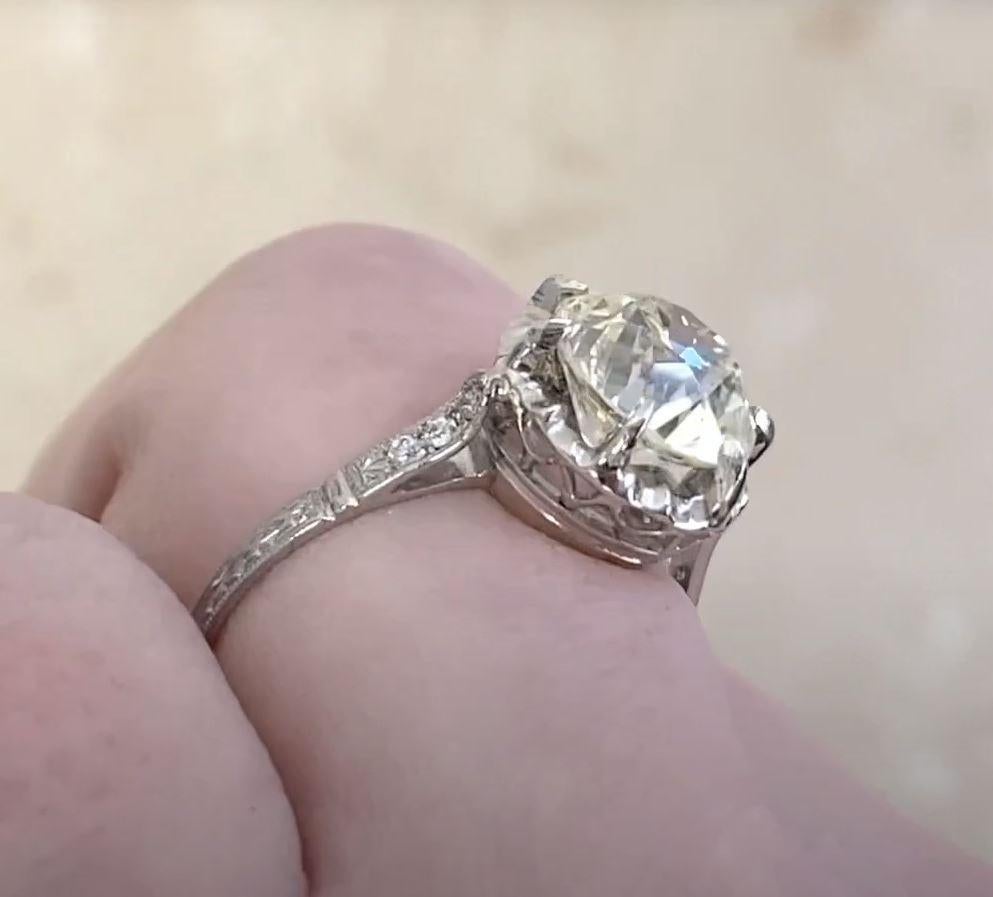 Antique 2.88ct Old European Cut Diamond Engagement Ring, VS1 Clarity, Platinum For Sale 1