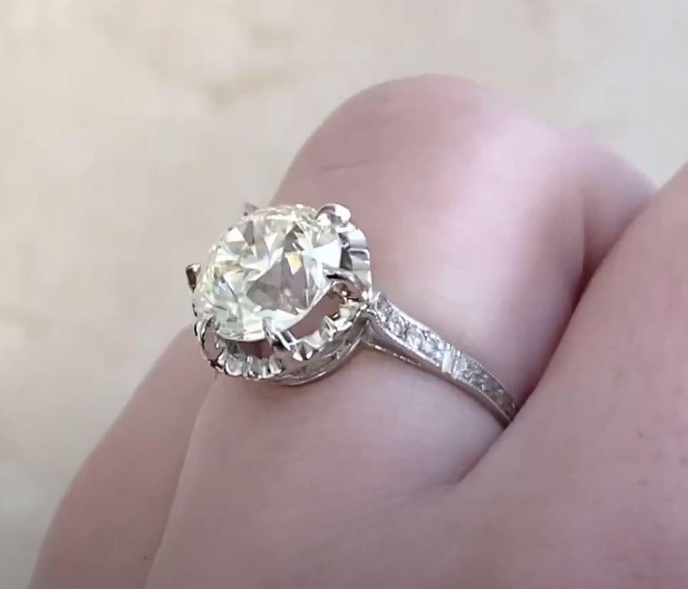 Antique 2.88ct Old European Cut Diamond Engagement Ring, VS1 Clarity, Platinum For Sale 2