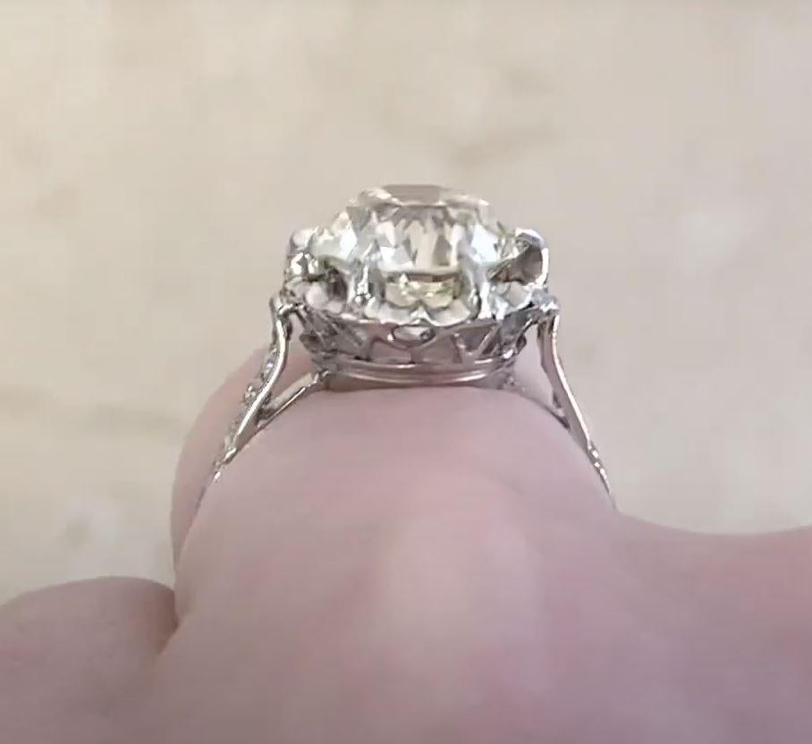 Antique 2.88ct Old European Cut Diamond Engagement Ring, VS1 Clarity, Platinum For Sale 3