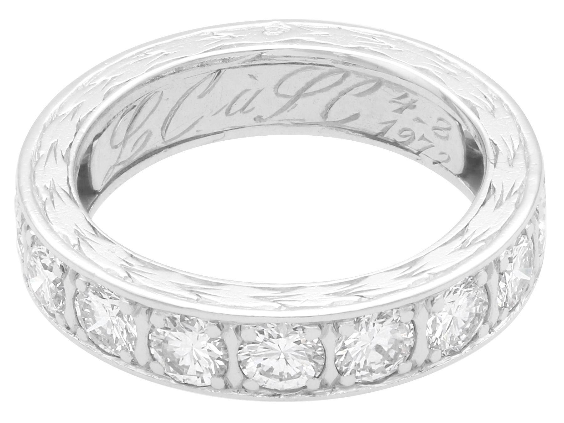 A fine, and impressive 2.89 carat diamond and platinum full eternity ring; part of our diverse vintage jewelry and estate jewelry collections.

This stunning, fine and impressive diamond eternity ring has been crafted in platinum.

This full