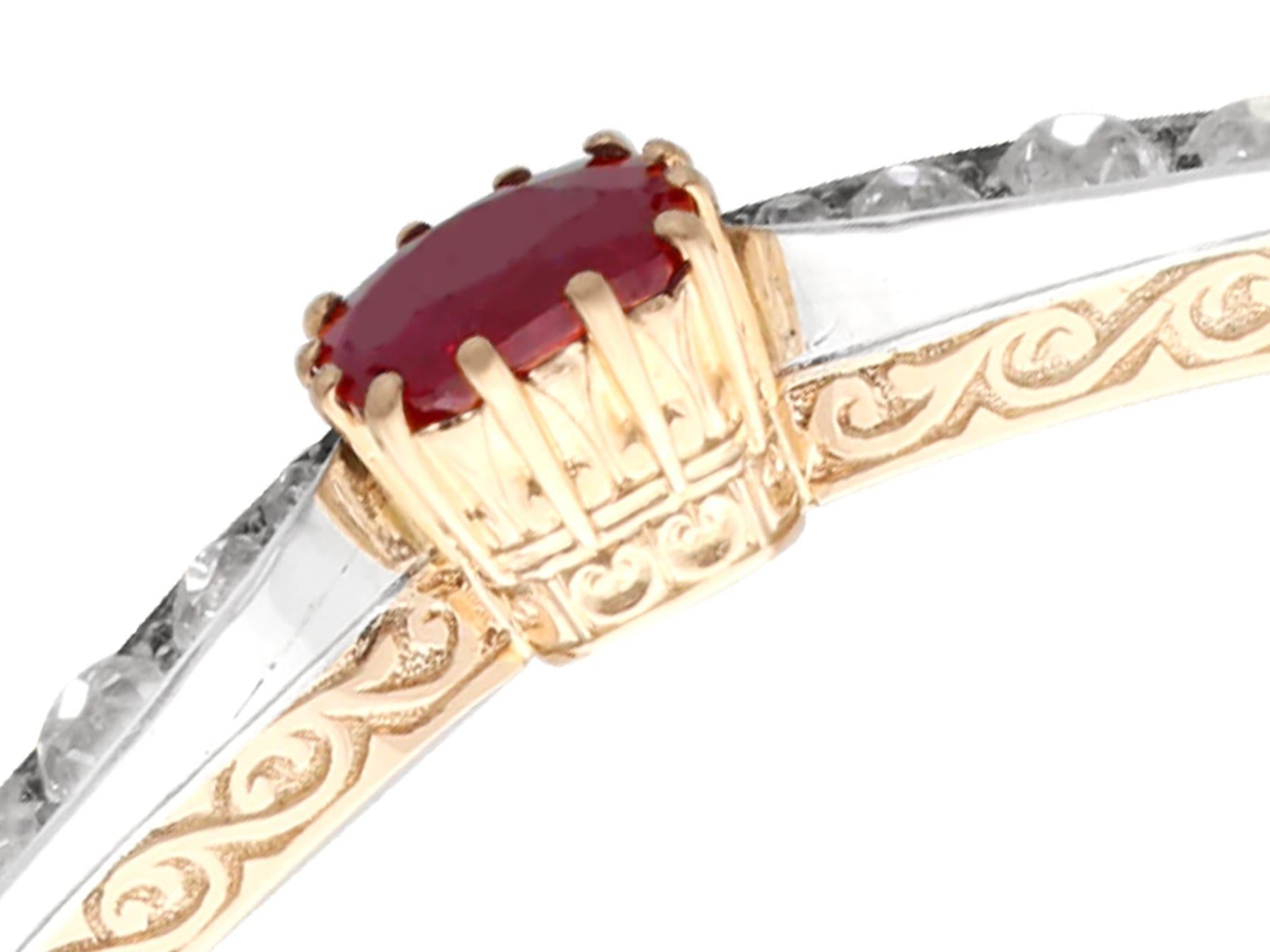 Brazalete antiguo de oro rosa de 18 quilates con rubí de 2,90 quilates y diamantes de 4,12 quilates - Circa 1890 en Excelente estado para la venta en Jesmond, Newcastle Upon Tyne