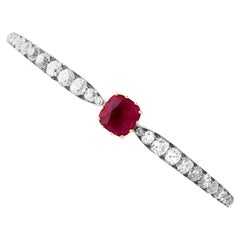 Antique 2.90 Carat Ruby and 4.12 Carat Diamond 18k Rose Gold Bangle - Circa 1890
