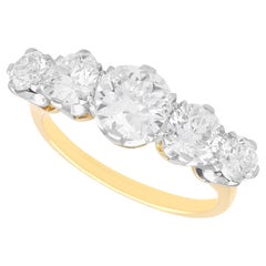 Antiker 2,92 Karat Diamant und 18k Gelbgold Fünf-Stein-Ring um 1935