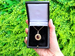 Antique 2.96ct Garnet Pearl and 0.72ct Diamond, 12k Yellow Gold Pendant
