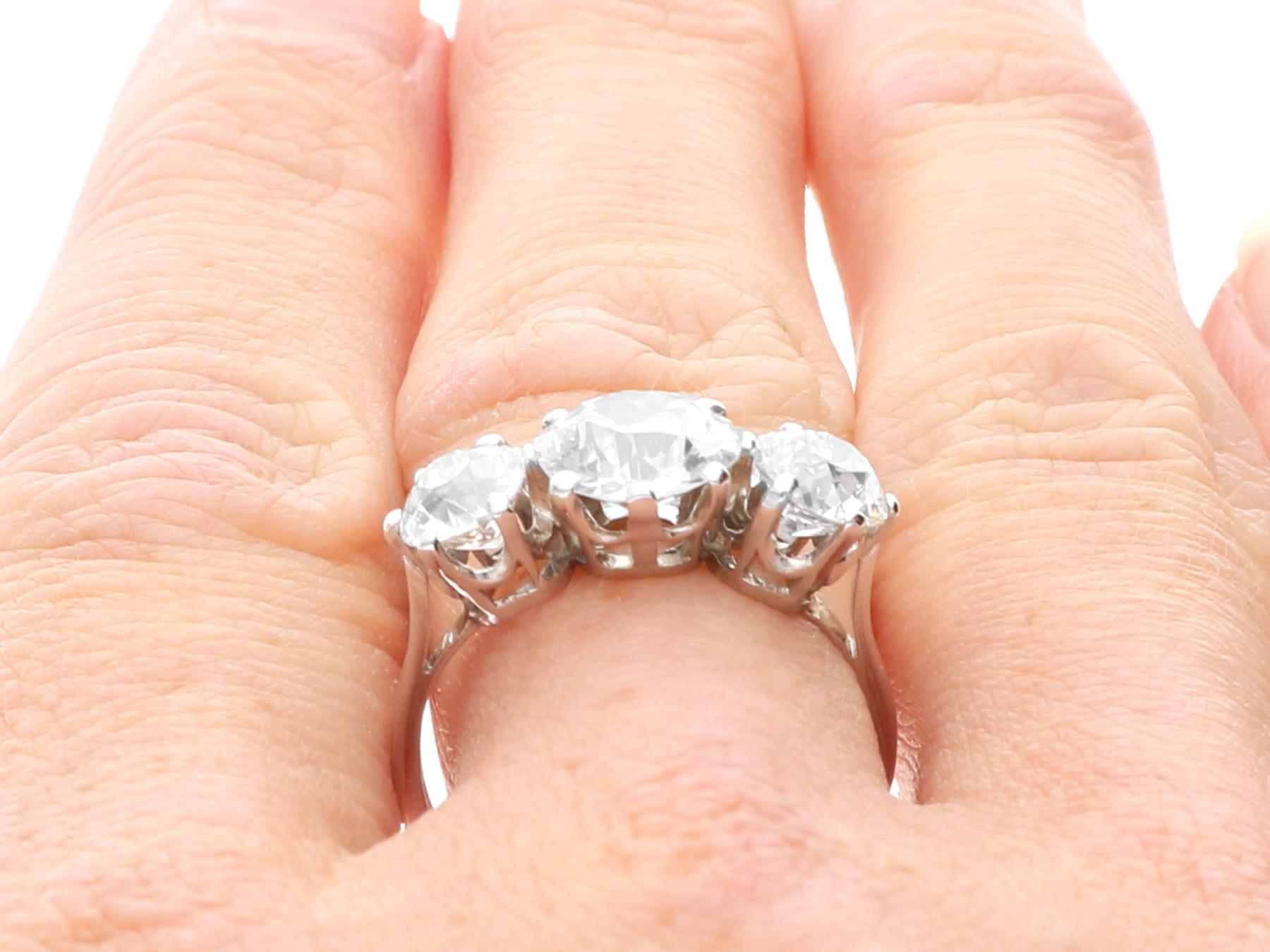Antique 2.97ct Diamond and Platinum Trilogy Ring Circa 1925 5