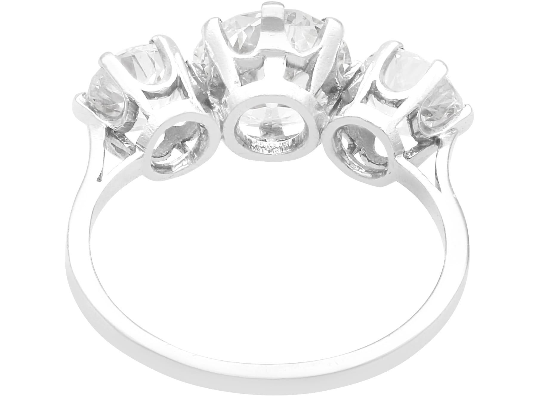 Antique 2.97ct Diamond and Platinum Trilogy Ring Circa 1925 1